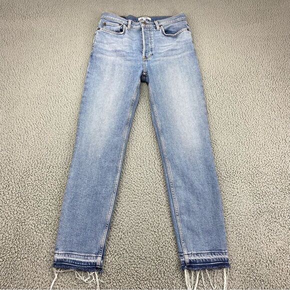 Re/Done Denim - RE/DONE Women's '90's High Rise Ankle Crop Skinny Button Fly Jeans  | Size:  28
